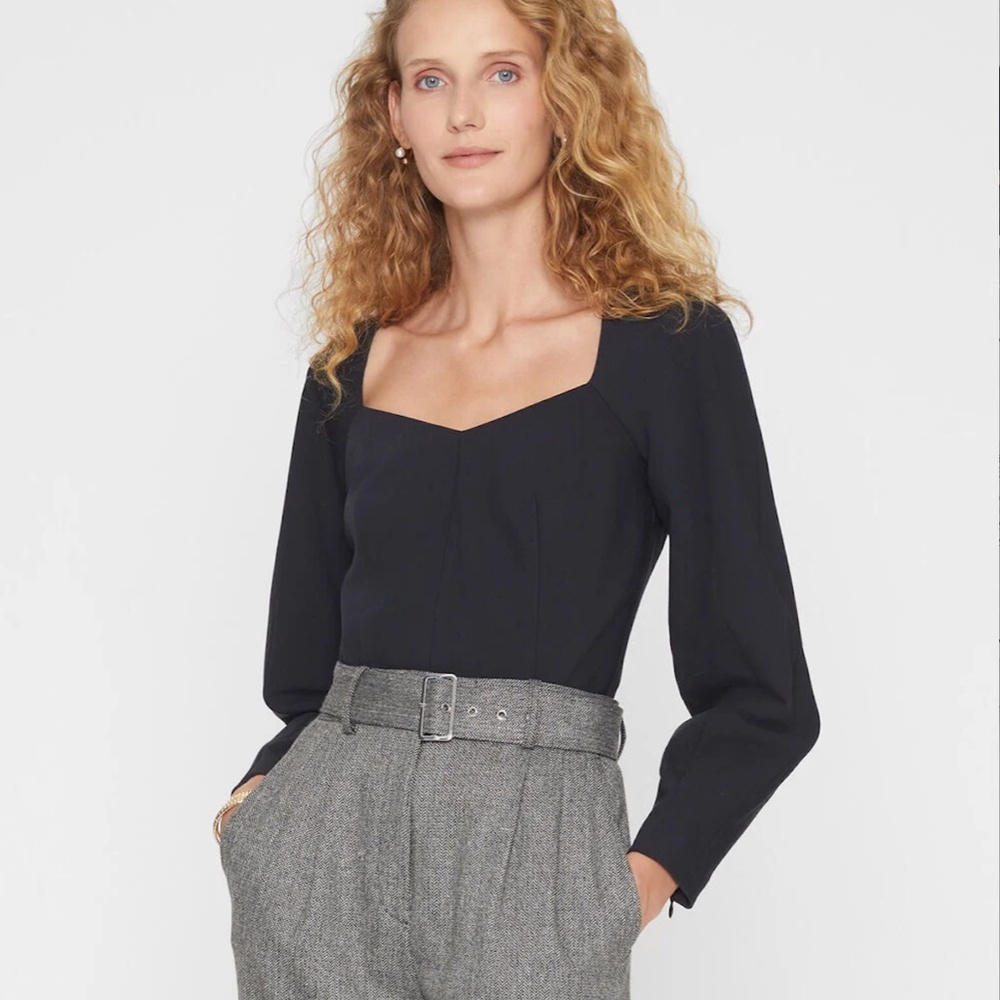 Square Neck Sculptural Sleeve Top - New With Tags - NEVER WORN - Black